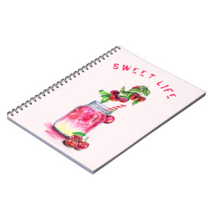 Cherry Juice Cool Drink Fruit Notebook Notizblock