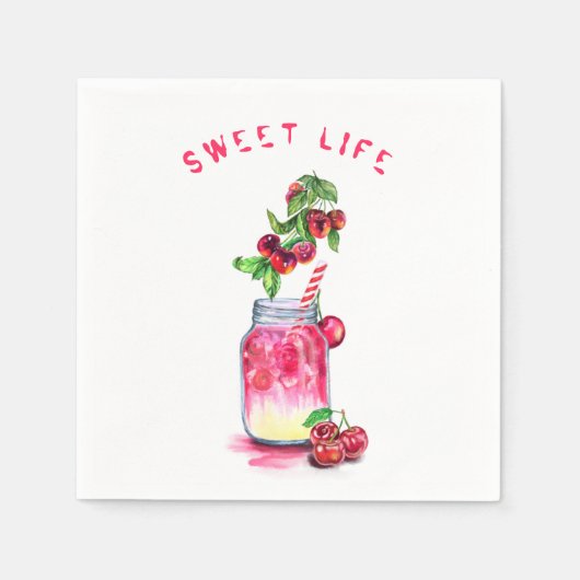 Cherry Juice Cool Drink Party Napkins Custom Text Serviette (Vorderseite)