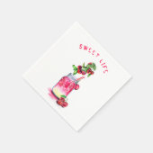 Cherry Juice Cool Drink Party Napkins Custom Text Serviette (Ecke)