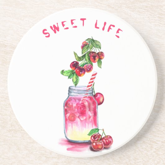 Cherry Juice Cool Drink Sommerfrüchte Untersetzer (Vorne)