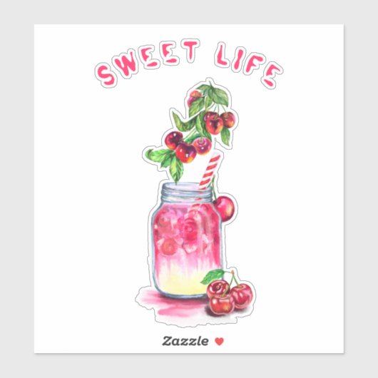 Cherry Juice Cool Drink Summer Fruit Party Sticker (Blatt)