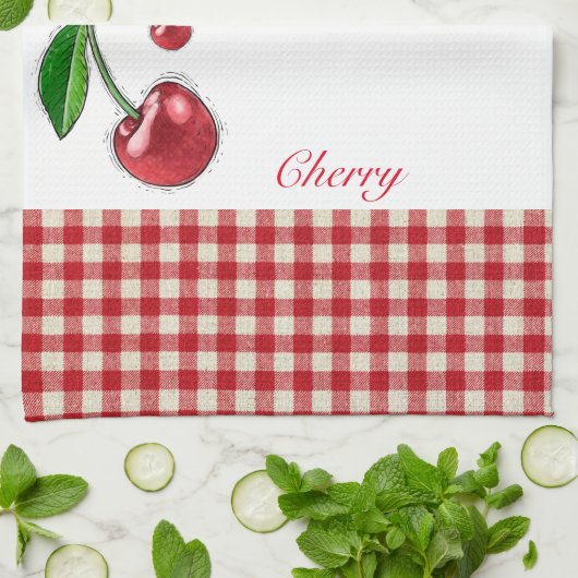 Cherry kariert Kitchen Handtücher (Gefaltet)