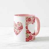 Cherry Kiss Heart Mug Tasse (VorderseiteRechts)