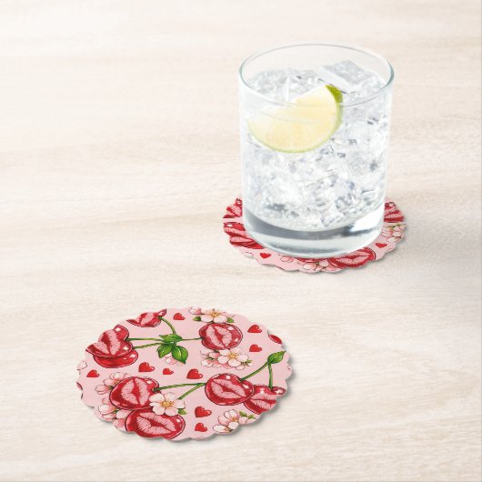 Cherry Kiss Paper Coaster Untersetzer (Vor Ort)