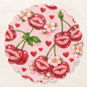 Cherry Kiss Paper Coaster Untersetzer (Vorderseite)