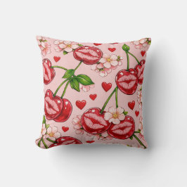 Cherry Kiss Throw Pillow Kissen