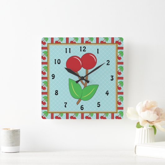 Cherry Kitchen Clock Quadratische Wanduhr (Zuhause)