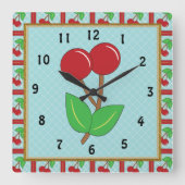 Cherry Kitchen Clock Quadratische Wanduhr (Vorderseite)