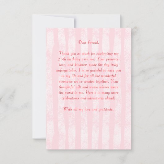 Cherry Kuchen rosa Coquette Bugday Party Dankeskarte (Rückseite)