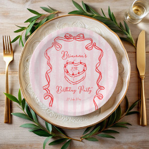 Cherry Kuchen rosa Coquette Bugday Party Pappteller