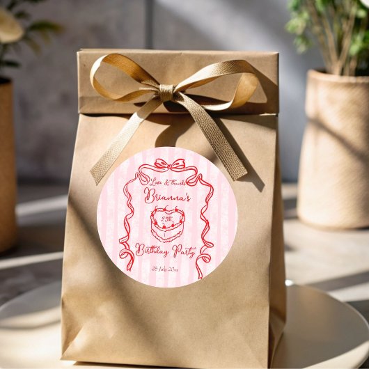 Cherry Kuchen rosa Coquette Bugday Party Runder Aufkleber