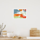 Cherry Landscape - Retro-Modernes Abstraktes Poste Poster (Küche)