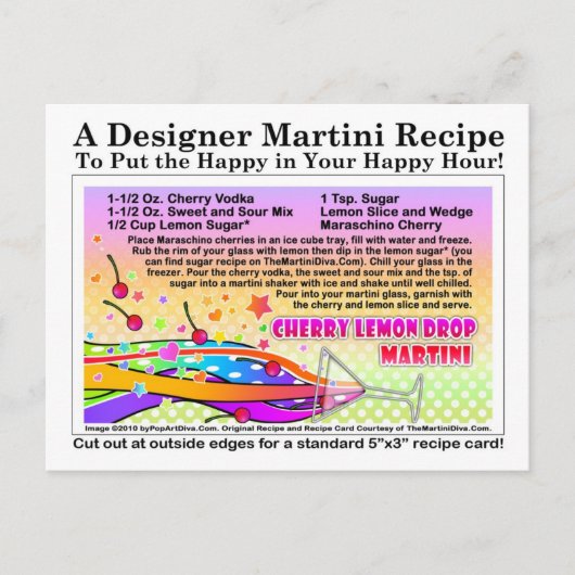 Cherry Lemon Drop Martini Rezept Postkarte (Vorderseite)