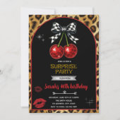 Cherry Leopard party Invitation Einladung (Vorderseite)