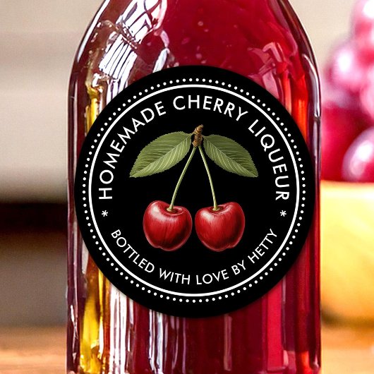 Cherry Likör Aufkleber für hausgemachte Rezepte