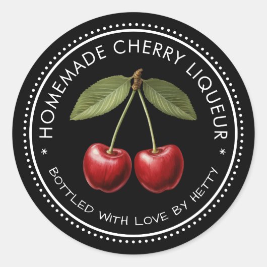 Cherry Likör Aufkleber für Ihre hausgemachten Reze (Vorderseite)