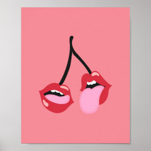 Cherry Lips Art PrinPrint Download Wall Art Poster