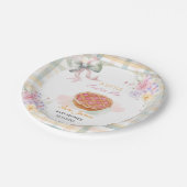 Cherry Little Süsse Pie Pastel Gingham Baby Dusche Pappteller (Schrägansicht)