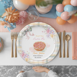 Cherry Little Süsse Pie Pastel Gingham Baby Dusche Pappteller