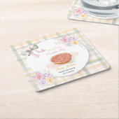 Cherry Little Süsse Pie Pastel Gingham Baby Dusche Rechteckiger Pappuntersetzer (angewinkelt)