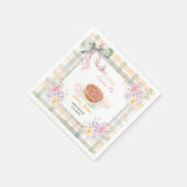 Cherry Little Süsse Pie Pastel Gingham Baby Dusche Serviette (Ecke)