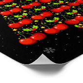 Cherry Lover Christmas Tree Lights Santa Hat Cherr Poster (Ecke)