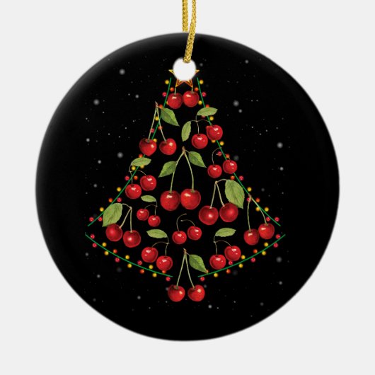 Cherry Lover Christmas Tree Lights Weihnachtsmannm Keramik Ornament (Vorne)