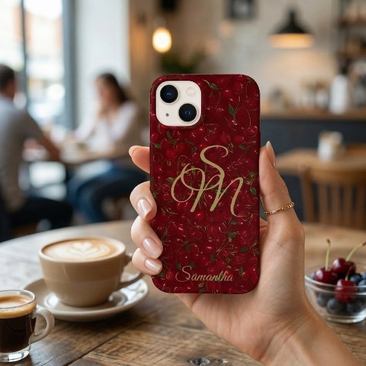 Cherry Luxe mit Name und Monogramm Case-Mate iPhone Hülle