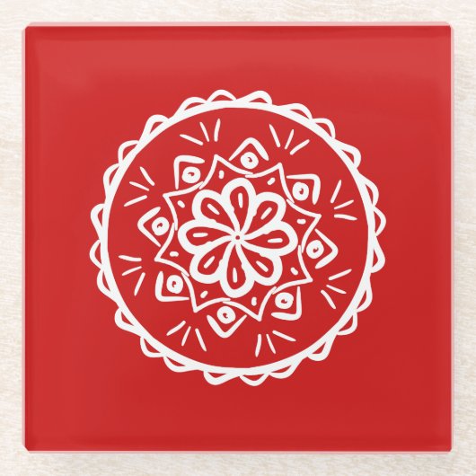 Cherry Mandala Glasuntersetzer (Vorderseite)