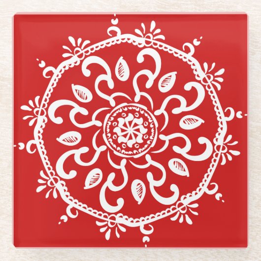 Cherry Mandala Glasuntersetzer (Vorderseite)