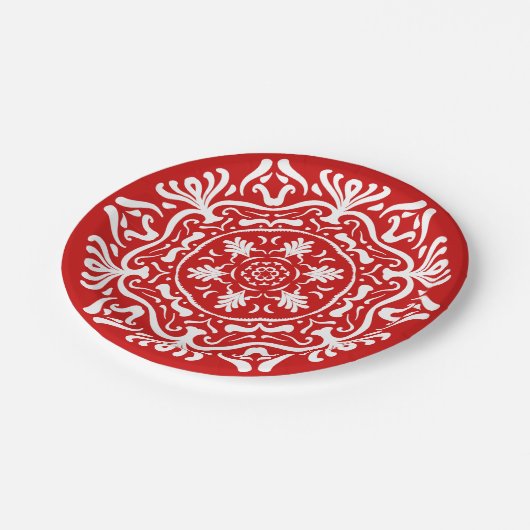 Cherry Mandala Pappteller (Schrägansicht)