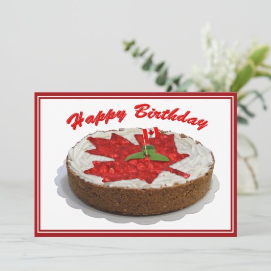 Cherry Maple Leaf Cake Einladung (Stehend Vorderseite)