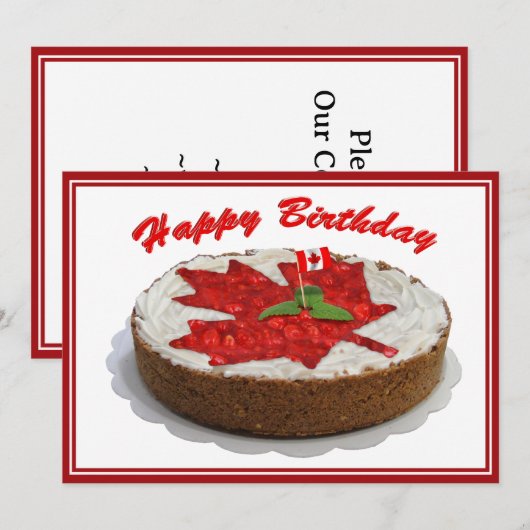 Cherry Maple Leaf Cake Einladung (Vorne/Hinten)