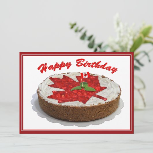Cherry Maple Leaf Cake Einladung (Stehend Vorderseite)