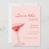 Cherry Martini Pink & Red Wedding Save The Date (Vorderseite)
