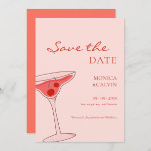 Cherry Martini Pink & Red Wedding Save The Date