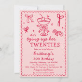 Cherry Martini Tying Up My Twenties 30th Birthday Einladung (Vorderseite)