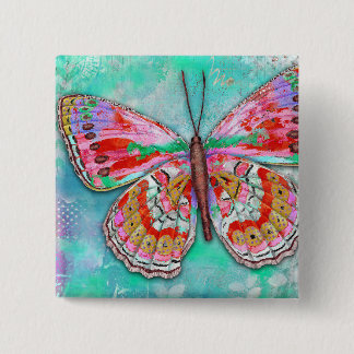 Cherry Mint Butterfly Pin Button