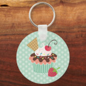 Cherry & Mint Cupcake Schlüsselanhänger (Vorderseite)