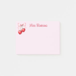 Cherry mit Coquette Bow Custom Post-it Klebezettel