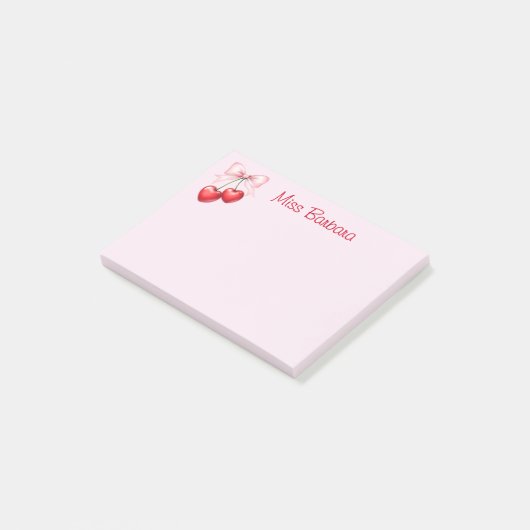 Cherry mit Coquette Bow Custom Post-it Klebezettel (angewinkelt)