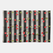 Cherry Moderne Schwarz-Weiß Streifen Geschirrtuch (Horizontal)
