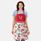 Cherry Monogram Botanical Red Schürze (Getragen)