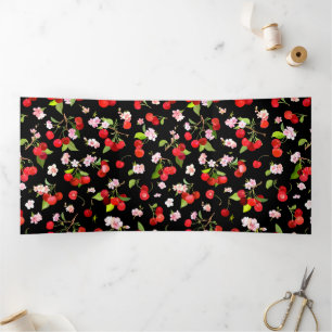 Cherry Muster 2 Dreifach Gefaltete Karte