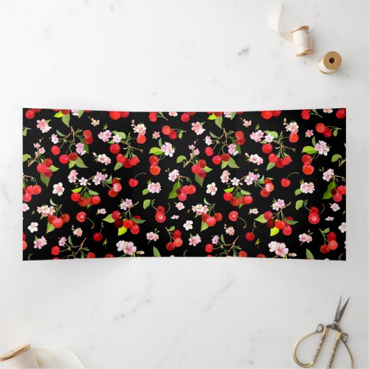 Cherry Muster 2 Dreifach Gefaltete Karte (Innenseite)