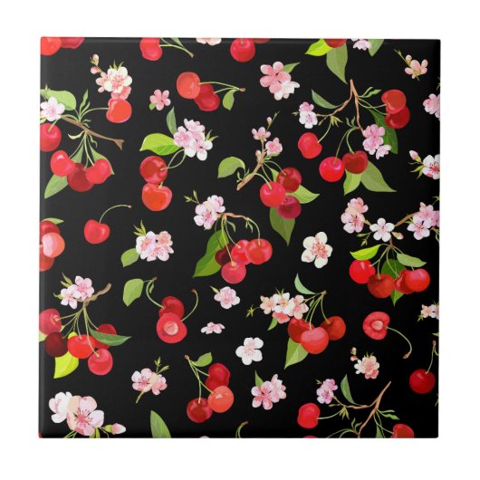 Cherry Muster 2 Fliese (Vorderseite)