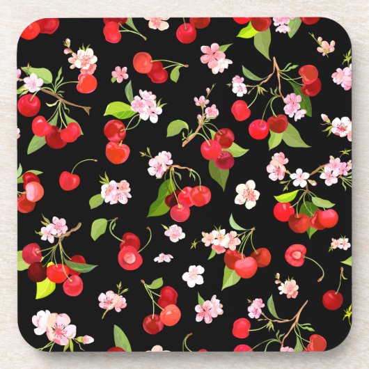 Cherry Muster 2 Getränkeuntersetzer (Vorderseite)