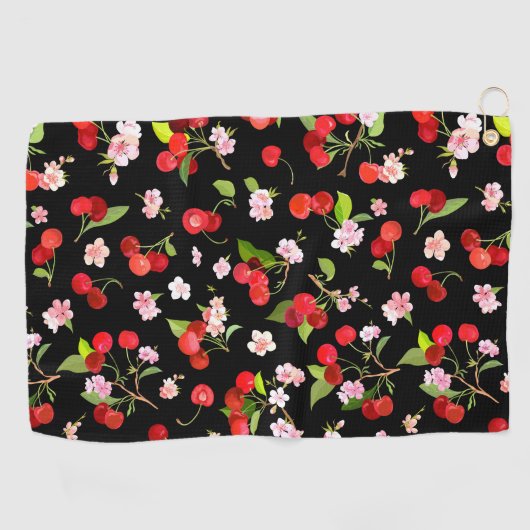 Cherry Muster 2 Golfhandtuch (Horizontal)