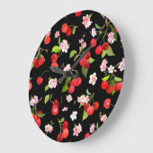 Cherry Muster 2 Große Wanduhr (Winkel)