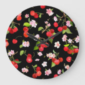 Cherry Muster 2 Große Wanduhr (Vorderseite)